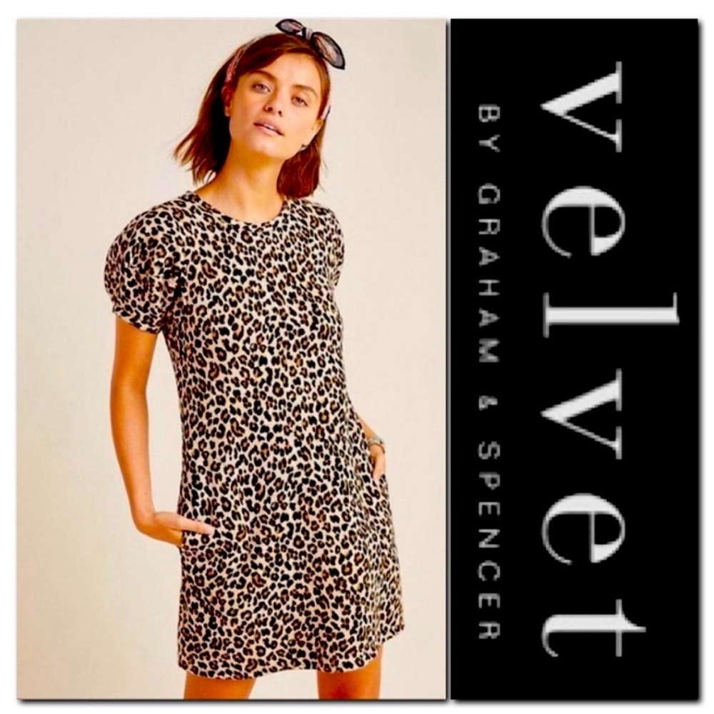 Velvet by Graham & Spencer Leopard Print Sweatshirt Dress
